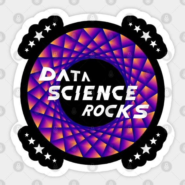 Data Science Rocks | Retro Racing Stars Logo Yellow Red Blue Sticker by aRtVerse